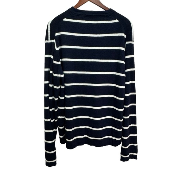 Tommy Hilfiger Blue Striped Wool Cashmere Angora Rabbit Hair Vneck Sweater Large - Picture 2 of 11